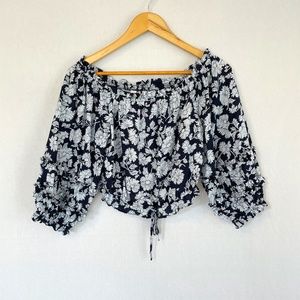 LC Lauren Conrad Size Medium Off Shoulder Crop Top Floral